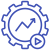 Blue gear symbol with arrow inside