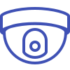 Security camera icon in blue outline