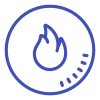 Circular fire symbol with dots
